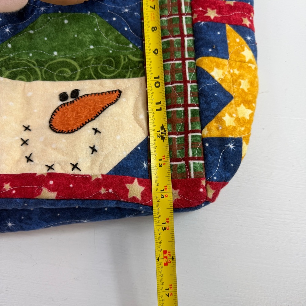 Festive Large Snowman Patchwork Shoulder Bag 14.5… - image 8